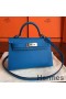Hermes Kelly Mini II Handmade Bag In Blue Izmir Epsom Leather