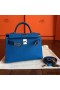 Hermes Kelly Mini II Handmade Bag In Blue Izmir Epsom Leather
