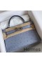 Hermes Kelly Mini II Handmade Bag In Blue Lin Ostrich Leather
