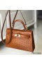 Hermes Kelly Mini II Handmade Bag In Brown Crocodile Embossed Leather