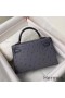 Hermes Kelly Mini II Handmade Bag In Gris Agate Ostrich Leather