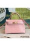 Hermes Kelly Mini II Handmade Bag In Nude Alligator Crocodile
