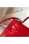 Hermes Kelly Mini II Handmade Bag In Red Crocodile Embossed Leather