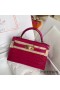 Hermes Kelly Mini II Handmade Bag In Rose Red Alligator Crocodile