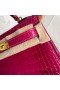 Hermes Kelly Mini II Handmade Bag In Rose Red Alligator Crocodile
