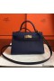 Hermes Kelly Mini II Handmade Bag In Sapphire Epsom Leather