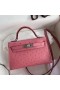 Hermes Kelly Mini II Handmade Bag In Terre Cutie Ostrich Leather