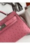 Hermes Kelly Mini II Handmade Bag In Terre Cutie Ostrich Leather