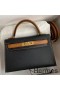 Hermes Kelly Mini II Sellier Bicolor Handmade Bag in Black and Gold Epsom Calfskin