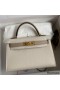 Hermes Kelly Mini II Sellier Bicolor Handmade Bag in Craie and Trench Epsom Calfskin