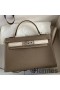 Hermes Kelly Mini II Sellier Bicolor Handmade Bag in Taupe and Craie Epsom Calfskin