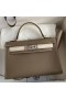 Hermes Kelly Mini II Sellier Bicolor Handmade Bag in Taupe and Craie Epsom Calfskin