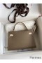 Hermes Kelly Mini II Sellier Bicolor Handmade Bag in Taupe and Craie Epsom Calfskin