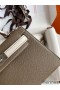Hermes Kelly Mini II Sellier Bicolor Handmade Bag in Taupe and Craie Epsom Calfskin