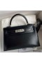 Hermes Kelly Mini II Sellier Handmade Bag In Black Box Calfskin