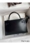 Hermes Kelly Mini II Sellier Handmade Bag In Black Box Calfskin