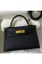 Hermes Kelly Mini II Sellier Handmade Bag In Black Chevre Mysore Leather