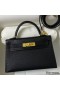 Hermes Kelly Mini II Sellier Handmade Bag In Black Chevre Mysore Leather