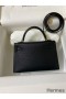 Hermes Kelly Mini II Sellier Handmade Bag In Black Chevre Mysore Leather