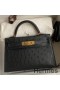 Hermes Kelly Mini II Sellier Handmade Bag In Black Ostrich Leather