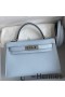 Hermes Kelly Mini II Sellier Handmade Bag In Blue Brume Epsom Calfskin