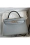 Hermes Kelly Mini II Sellier Handmade Bag In Blue Glacier Epsom Calfskin