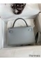 Hermes Kelly Mini II Sellier Handmade Bag In Blue Glacier Epsom Calfskin