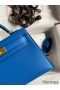 Hermes Kelly Mini II Sellier Handmade Bag In Blue Hydra Chevre Mysore Leather