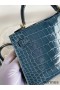 Hermes Kelly Mini II Sellier Handmade Bag In Blue Jean Shiny Alligator Leather
