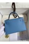 Hermes Kelly Mini II Sellier Handmade Bag In Blue Paradise Epsom Calfskin