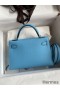 Hermes Kelly Mini II Sellier Handmade Bag In Celeste Epsom Calfskin