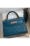 Hermes Kelly Mini II Sellier Handmade Bag In Colvert Ostrich Leather