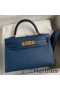 Hermes Kelly Mini II Sellier Handmade Bag In Deep Blue Epsom Calfskin