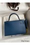 Hermes Kelly Mini II Sellier Handmade Bag In Deep Blue Epsom Calfskin