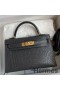 Hermes Kelly Mini II Sellier Handmade Bag In Graphite Matte Alligator Leather