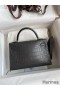 Hermes Kelly Mini II Sellier Handmade Bag In Graphite Matte Alligator Leather