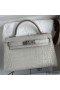 Hermes Kelly Mini II Sellier Handmade Bag In Grey Matte Alligator Leather