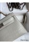 Hermes Kelly Mini II Sellier Handmade Bag In Grey Matte Alligator Leather