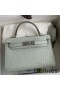Hermes Kelly Mini II Sellier Handmade Bag In Gris Neve Matte Alligator Leather