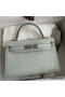 Hermes Kelly Mini II Sellier Handmade Bag In Gris Neve Matte Alligator Leather