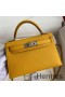 Hermes Kelly Mini II Sellier Handmade Bag In Jaune Ambre Epsom Calfskin