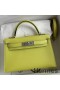 Hermes Kelly Mini II Sellier Handmade Bag In Jaune Bourgeon Chevre Mysore Leather