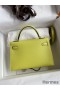 Hermes Kelly Mini II Sellier Handmade Bag In Jaune Bourgeon Chevre Mysore Leather