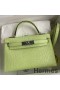 Hermes Kelly Mini II Sellier Handmade Bag In Jaune Bourgeon Matte Alligator Leather