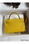 Hermes Kelly Mini II Sellier Handmade Bag In Jaune de Naples Epsom Calfskin