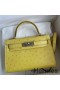 Hermes Kelly Mini II Sellier Handmade Bag In Lime Ostrich Leather