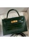 Hermes Kelly Mini II Sellier Handmade Bag In Malachite Shiny Alligator Leather