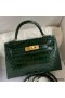 Hermes Kelly Mini II Sellier Handmade Bag In Malachite Shiny Alligator Leather