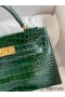 Hermes Kelly Mini II Sellier Handmade Bag In Malachite Shiny Alligator Leather