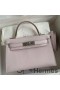 Hermes Kelly Mini II Sellier Handmade Bag In Mauve Pale Chevre Mysore Leather